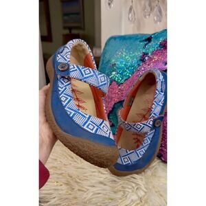 Keen Harvest Mary Jane Beet Blue Slip On Shoes Women's 7 Comfort  Plaid Work